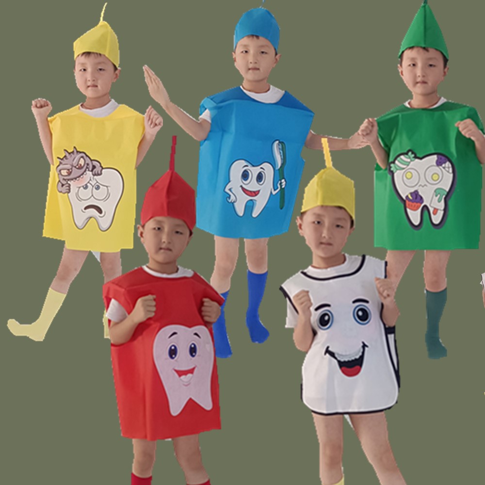 儿童牙细菌演出服装幼儿园黑牙齿牙刷道具病毒病菌舞蹈表演衣服