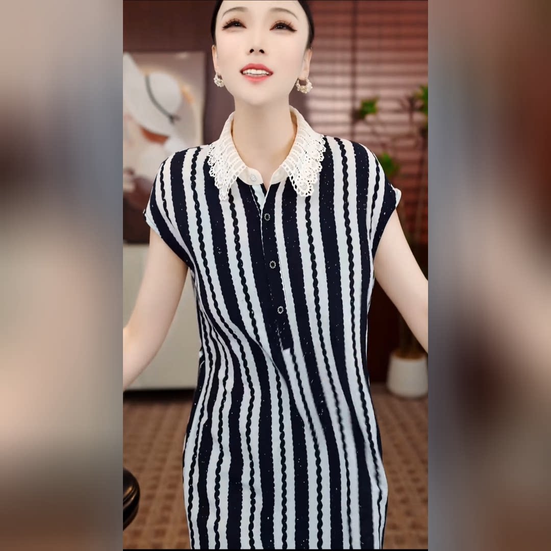 夏季黑白条纹百搭减龄连衣裙
