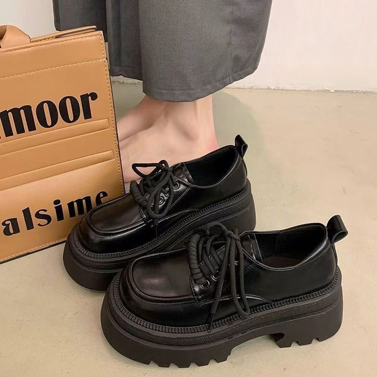 黑色英伦风小皮鞋女款2025新款超火爆款秋季女鞋厚底乐福鞋单鞋子