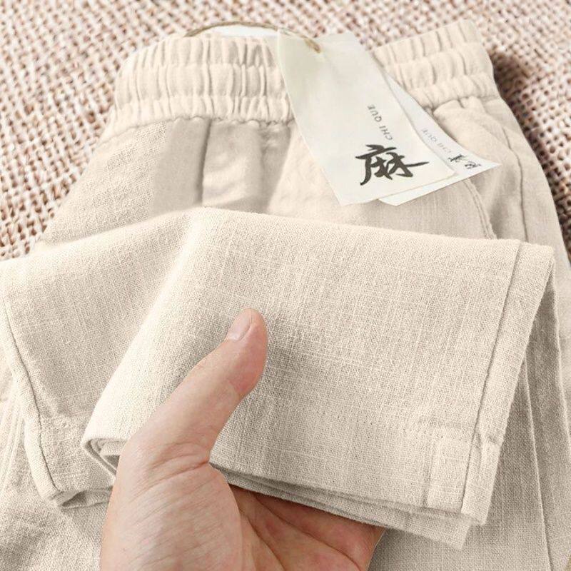 纯亚麻阔腿裤女2025年夏季直筒休闲长裤时尚百搭宽松薄款棉..棉麻