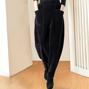 遮跨休闲长裤 灯芯绒女士萝卜裤 春秋冬新款 捡漏折扣加绒保暖哈伦裤