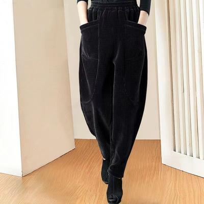 加绒保暖哈伦裤春秋冬新款灯芯绒