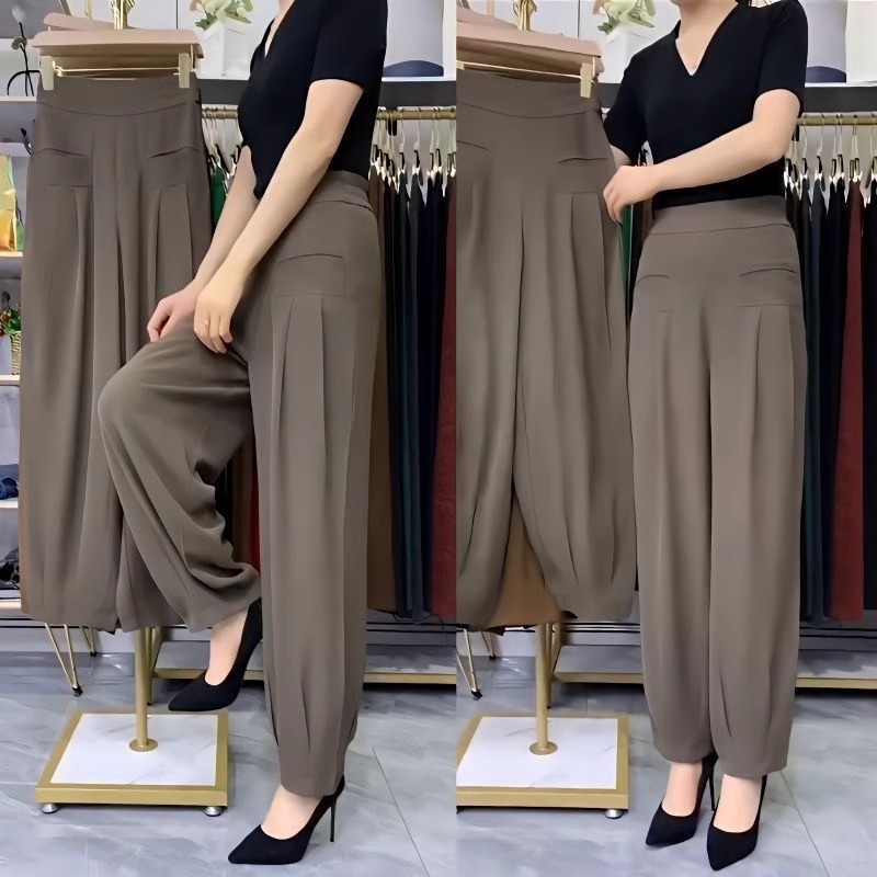 休闲裤显瘦萝卜裤松紧腰哈伦裤