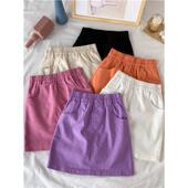 清仓捡漏纯色高腰糖果色百搭半身裙夏胖mm休闲松紧腰A字裙短裙女