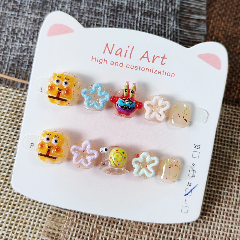海绵宝宝儿童穿戴甲3-6-11岁 女童防咬指甲贴短款 小朋友卡通美甲,彩妆/香水/美妆工具,穿戴甲/甲片,淘宝优惠券,粉丝福利购,淘宝优惠卷