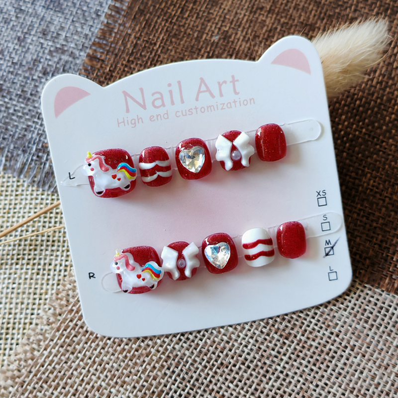 马年新款红色纯手工儿童穿戴甲3-6-10岁 小女孩卡通美甲指甲贴片,彩妆/香水/美妆工具,穿戴甲/甲片,淘宝优惠券,粉丝福利购,淘宝优惠卷