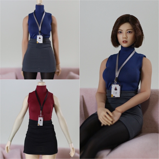 现货 DMTOYS 1/6女兵人衣服无袖包臀裙秘书套装 可动人偶模型服饰