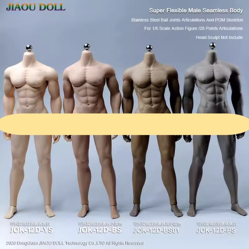 现货 JIAOU DOLL 1/6兵人包胶素体男 岚素体 绘画人体健美肌肉男