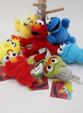 芝麻街公仔钥匙扣挂件elmo艾摩大鸟奥斯卡曲奇怪毛绒玩具包包挂饰