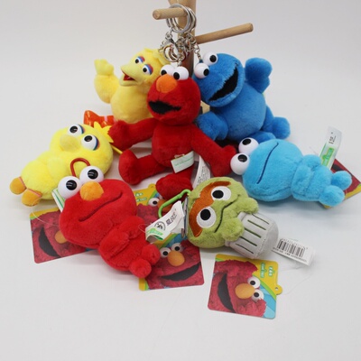 芝麻街公仔钥匙扣挂件elmo艾摩大鸟奥斯卡曲奇怪毛绒玩具包包挂饰