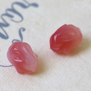 粉盐源玛瑙趴趴兔貔貅白玉髓隔珠散珠diy手工手链项链小提溜