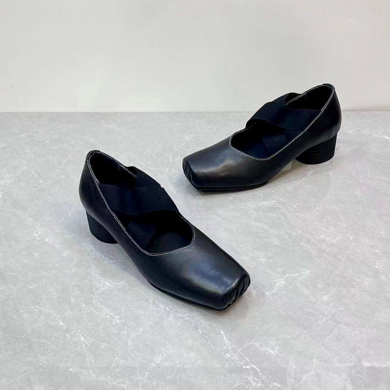 粗跟网红爆款芭蕾舞鞋真皮猪鼻子交叉带百搭浅口玛丽珍鞋,女鞋,玛丽珍鞋,淘宝优惠券,粉丝福利购,淘宝优惠卷