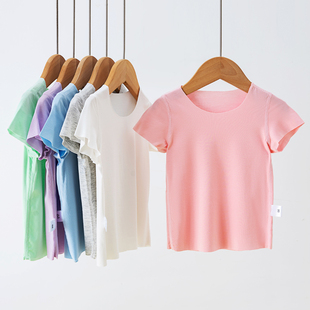 婴儿中小童夏季 上衣儿童无痕半袖 打底 T恤婴儿薄款 宝宝莫代尔短袖