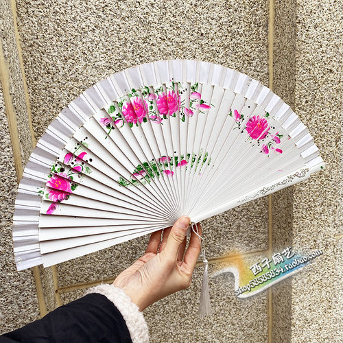 镂空木质白色西班牙舞蹈扇子