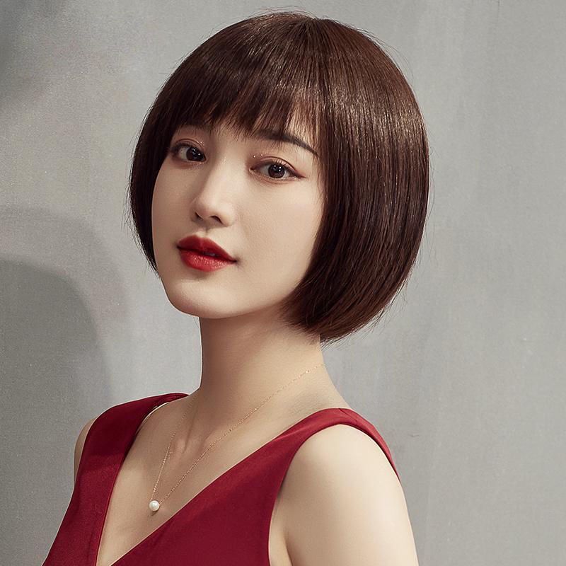 新款气质短直发假发女短发套 防真波波头 BOBO头妈妈真发假发逼真
