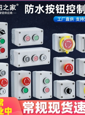 高端按钮开关控制盒 急停 防水按钮指示灯 塑料启动电气盒箱白色