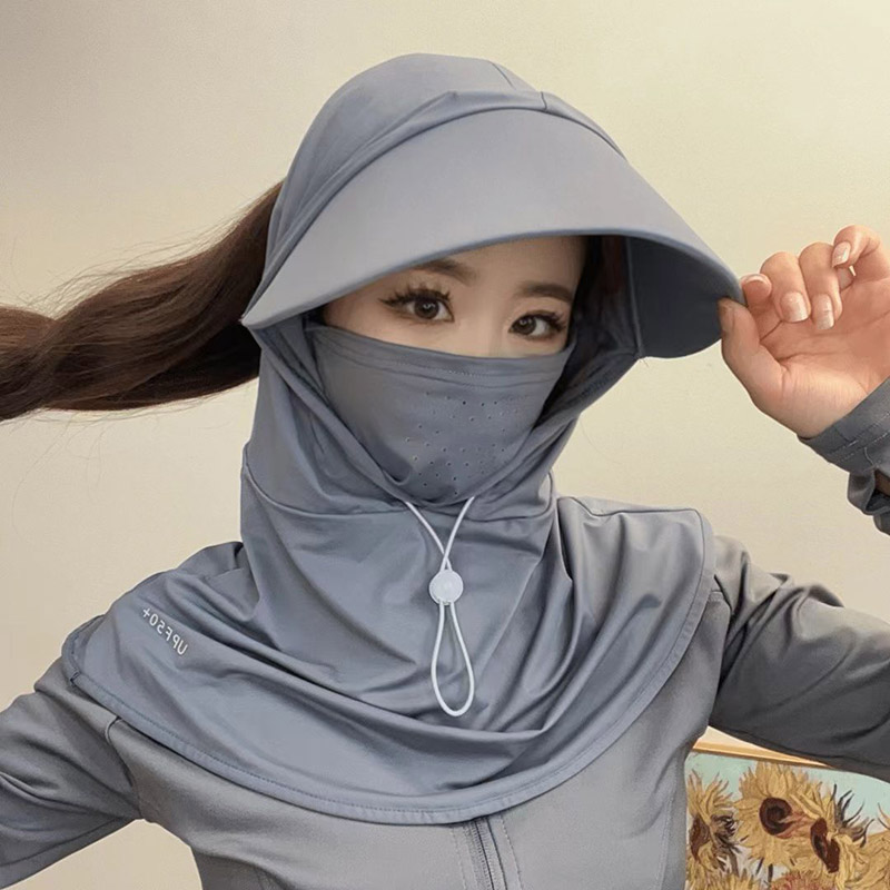 夏季户外骑行护颈面罩遮阳帽女
