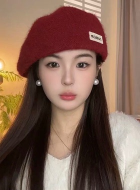秋冬韩版定型保暖显脸小贝雷帽女