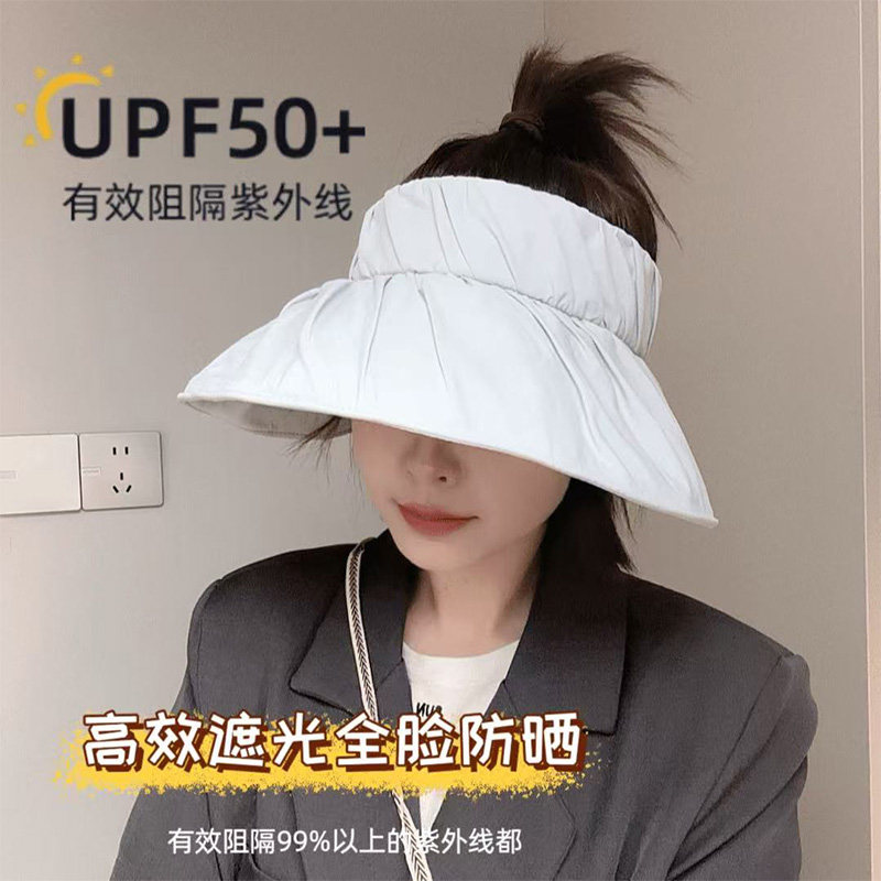 贝壳防晒遮阳帽子女夏季遮脸防紫外线太阳帽骑车大帽檐空顶渔夫帽