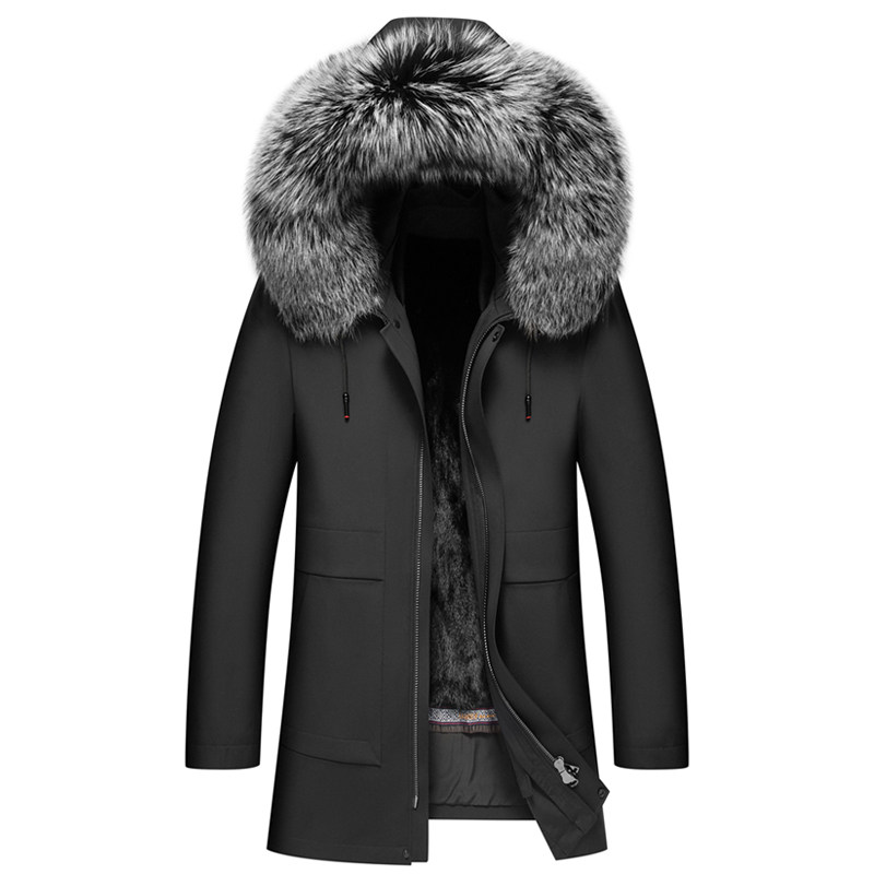 冬季新款海宁派克服男中长款貂内胆皮毛一体整貂皮草大衣加厚外套