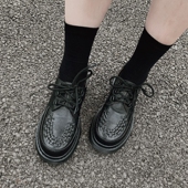 编织手工黑色Ramsey牛皮单鞋 smalleyes女士皮鞋 原宿风马丁皮鞋