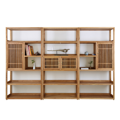 简约现代博古架风格原木色博古架茶室实木隔断置物架茶叶柜多宝格