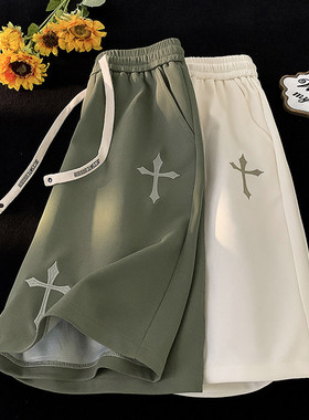 短裤男夏季美式潮牌宽松直筒五分裤2026新款休闲百搭运动男生裤子