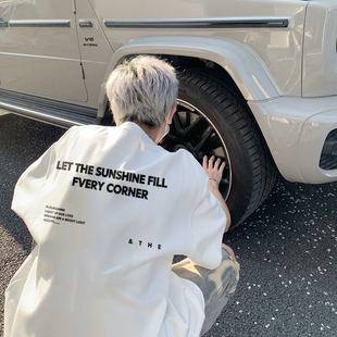 短袖 潮牌潮流宽松重磅纯棉情侣半袖 t恤2026新款 美式 上衣 夏季 男士