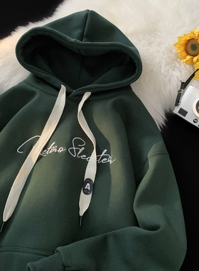 连帽卫衣男秋冬款oversize加绒加厚美式卫衣2026新款潮牌情侣外套