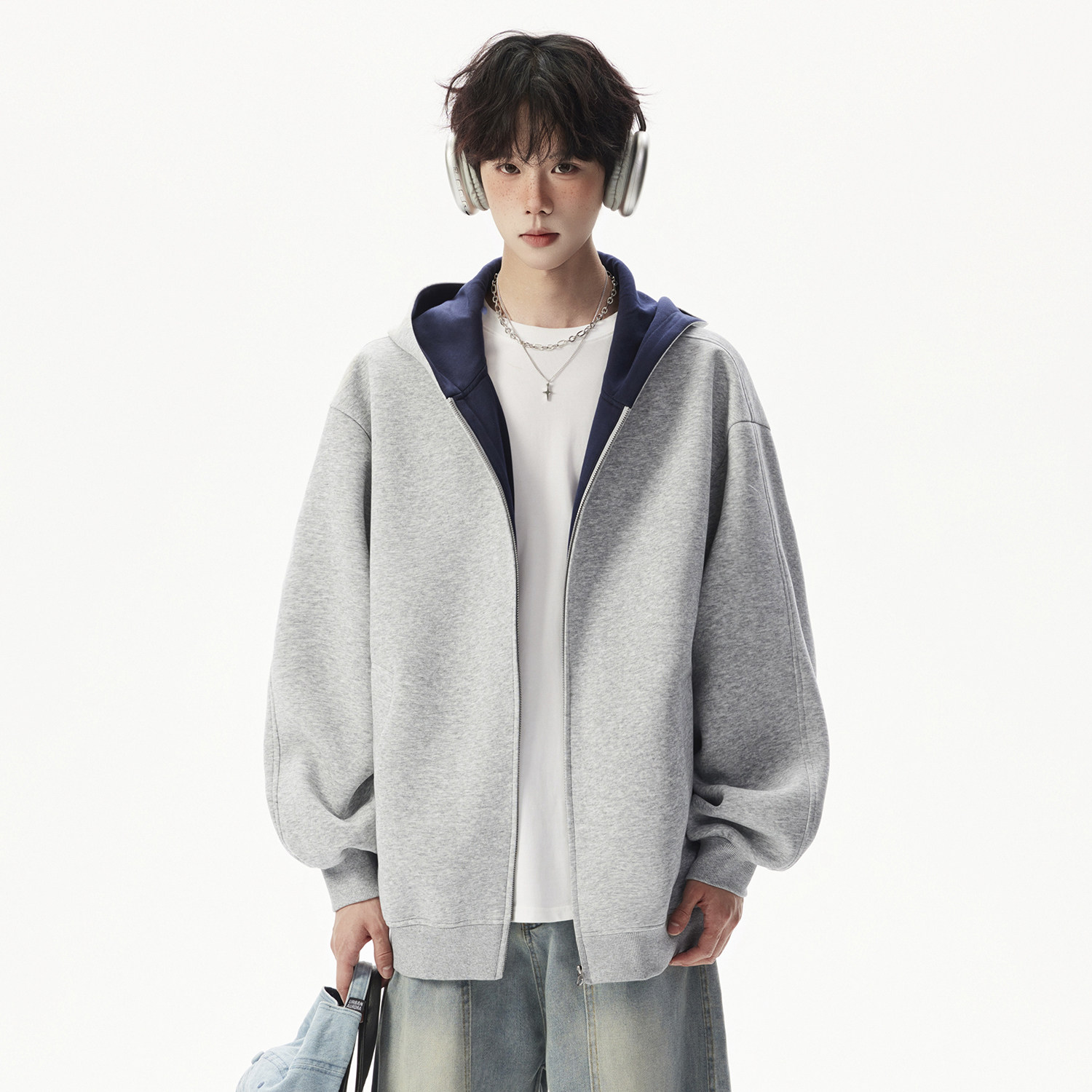 重磅拉链卫衣男女美式潮牌宽松