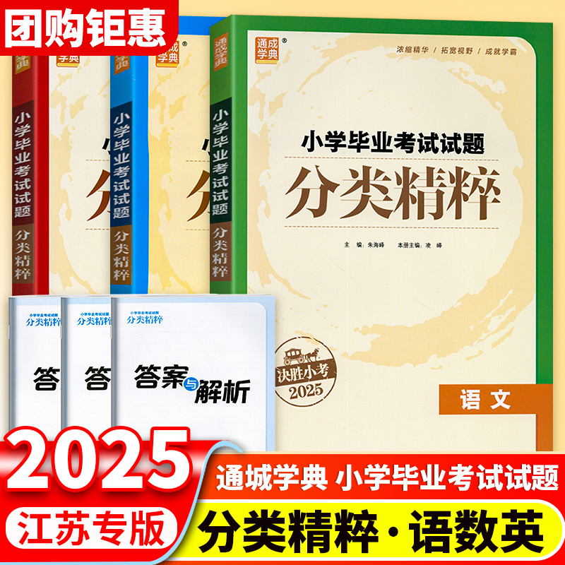 江苏专用 2025新版通城学典小学毕业升学考试试题分类精粹语文数学英语归类精选小升初试题小升初毕业班总复习学习分类期末卷子
