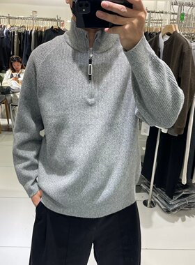 冬季男士加厚半拉链立领针织毛衣