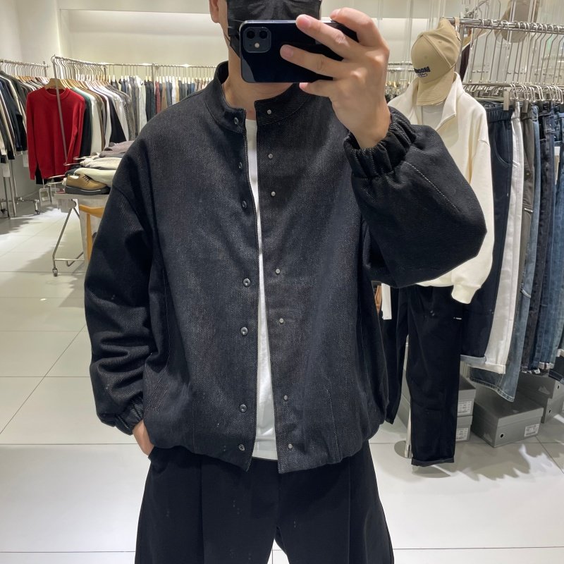 冬季新款男宽松小立领白鸭绒牛仔羽绒服美式休闲廓版保暖加厚外套