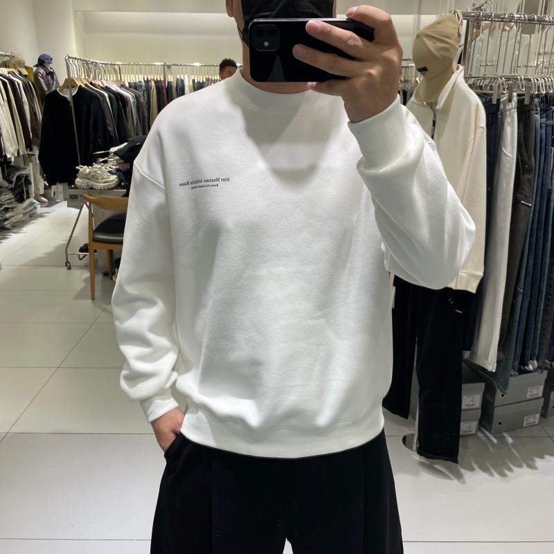 潮牌时尚男字母加绒加厚圆领卫衣