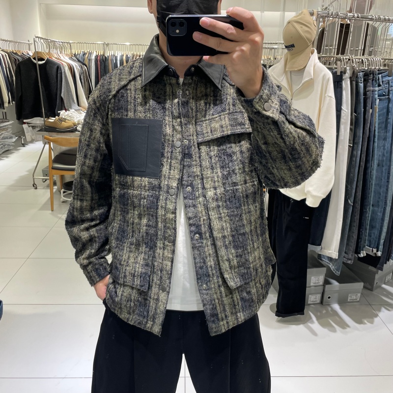 冬季高级感宽松格子拼色羽绒服