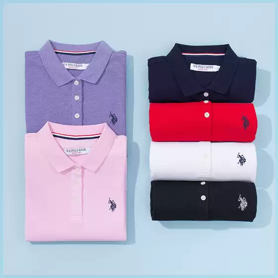 Uspolo United States Polo Association Summer Women's Short-Sleeved Lapel T-Shirt Slim-Fit Half-Sleeved Pure Cotton Mom Polo Shirt