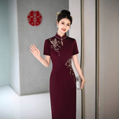 高定醋酸旗袍连衣裙高贵喜妈妈婚宴 春季 喜婆婆婚宴装 2025新款