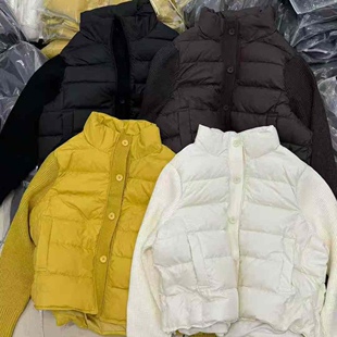 立领针织拼接短款 时尚 羽绒服女宽松显瘦百搭保暖外套 新款 2025冬季
