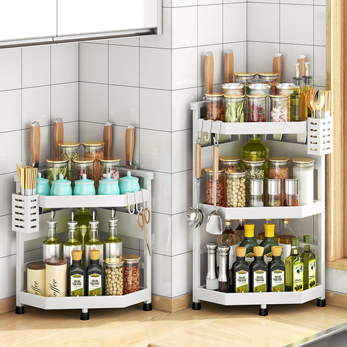 厨房转角置物架台面三角调料架角调味瓶罐角落墙角多功能收纳刀架