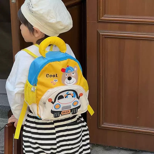 儿童入学书包日系男童超轻撞色卡通小熊宝宝背包小女孩出游双肩包