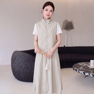 韩版高级感短袖马甲半身裙三件套女夏季大码百搭气质显瘦时尚套装