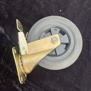 保洁车轮子400L手推车垃圾桶专用橡胶轮子塑料轮子带刹车加厚黑色