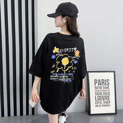 實拍純棉短袖t恤女寬鬆中長款韓版夏新款ins潮牌