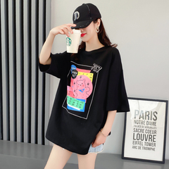 原創實拍純棉t恤女學生寬鬆短袖中長款韓版夏新款ins潮牌體恤