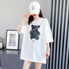 實拍純棉t恤女短袖寬鬆中長款韓版夏新款ins潮牌