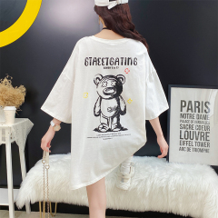 Real shooting cotton t-shirt female student short sleeve loose medium length Korean new inschao brand T-shirt