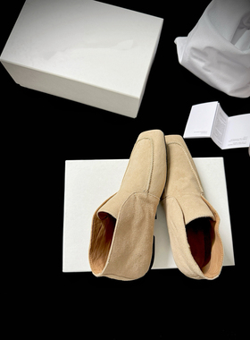 2025秋冬新款复古方头单鞋女休闲通勤一脚蹬平底乐福鞋子