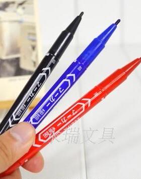 油性笔记号笔小双头粗细儿童绘画勾线笔 不掉色10支装黑红蓝
