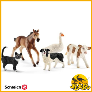 思乐Schleich牧场动物套装42386小猫骏马小狗小牛儿童玩具模型PVC