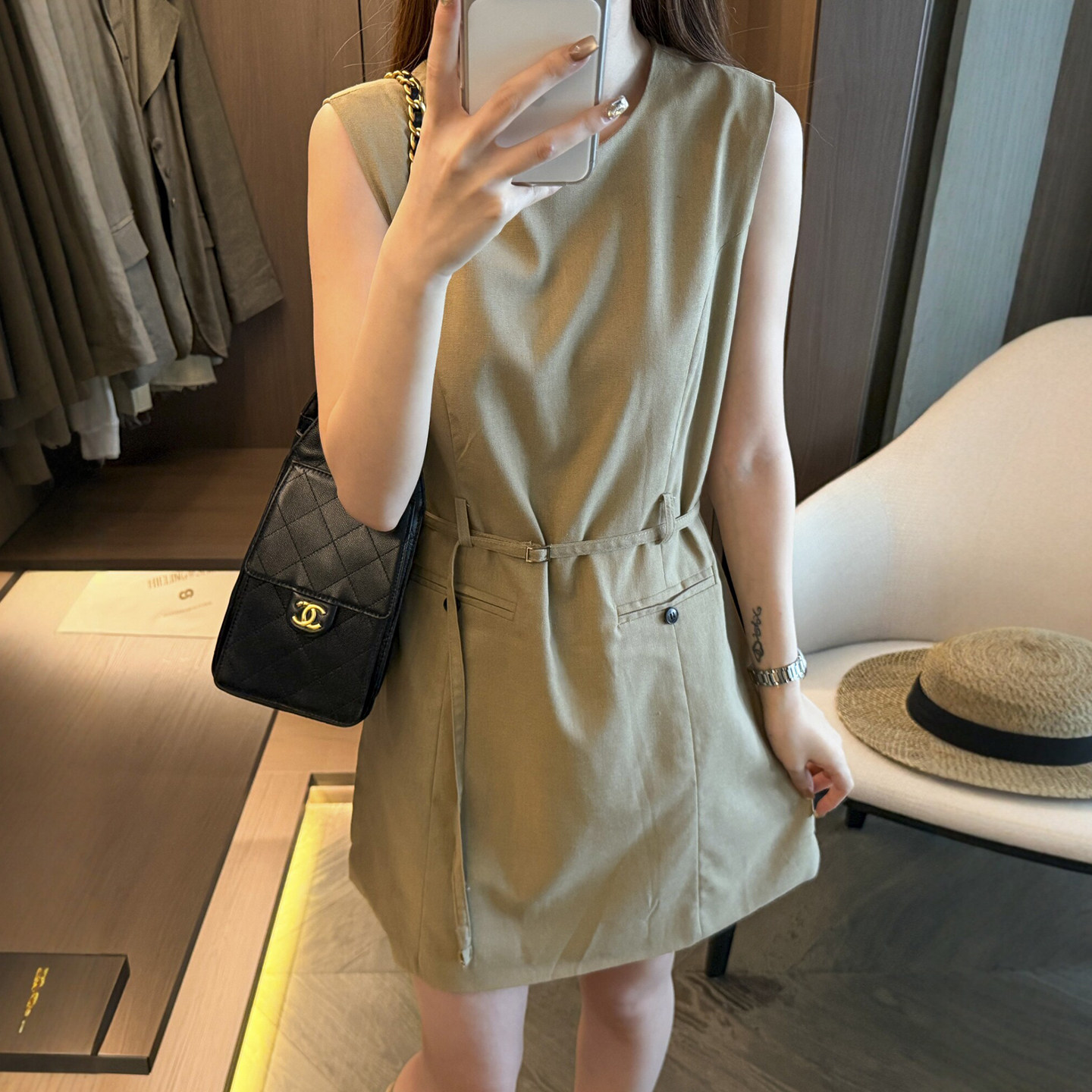 复古A字收腰西装连衣裙女欧洲站